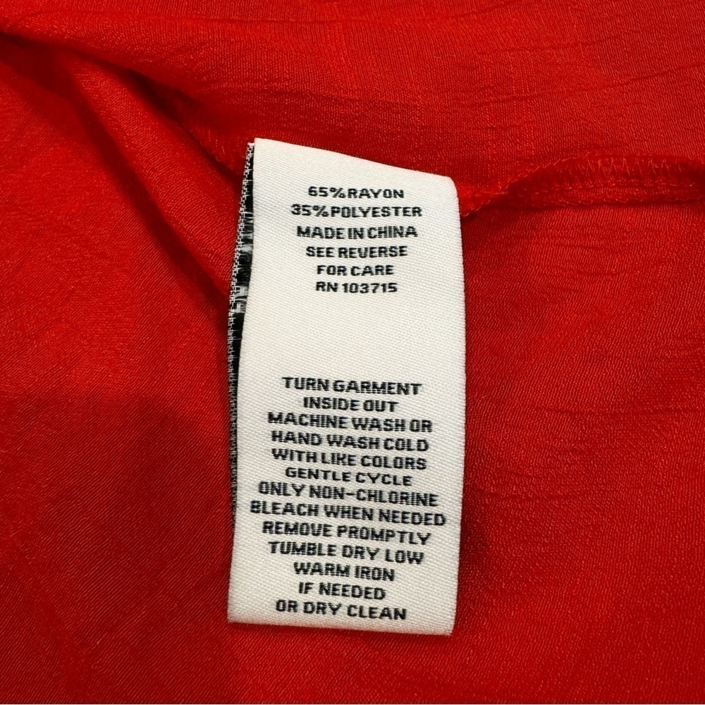 Nanette Lepore | Pleated Plackett Front Blouse Top Red Medium - Picture 5 of 6